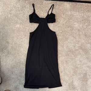 Liberty Love Black Cutout Midi Dress with Slim Straps